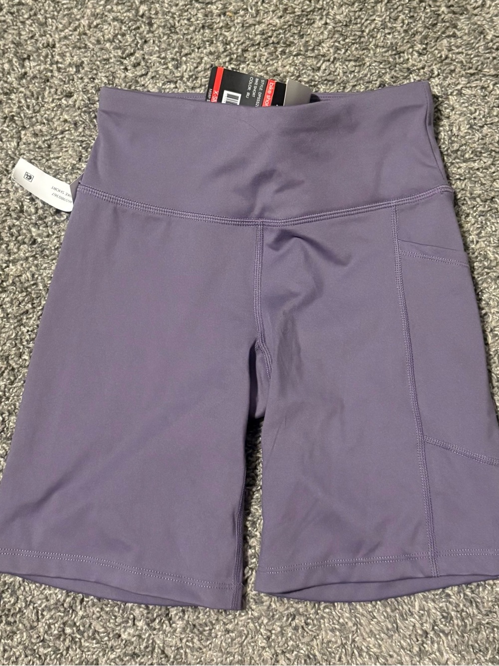 DKNY High-Waist Purple Bike Shorts with Side Pocket